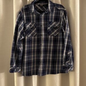 Pacific Trail Shirt Jacket Men XL Blue Plaid 100% Cotton Woven Pockets Thick